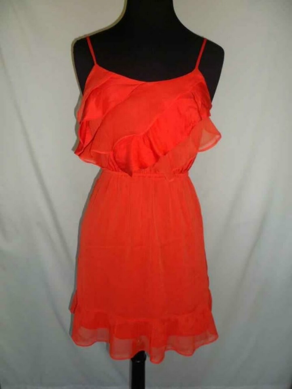 American Eagle Outfitters Red Ruffle Chiffon Mini Dress